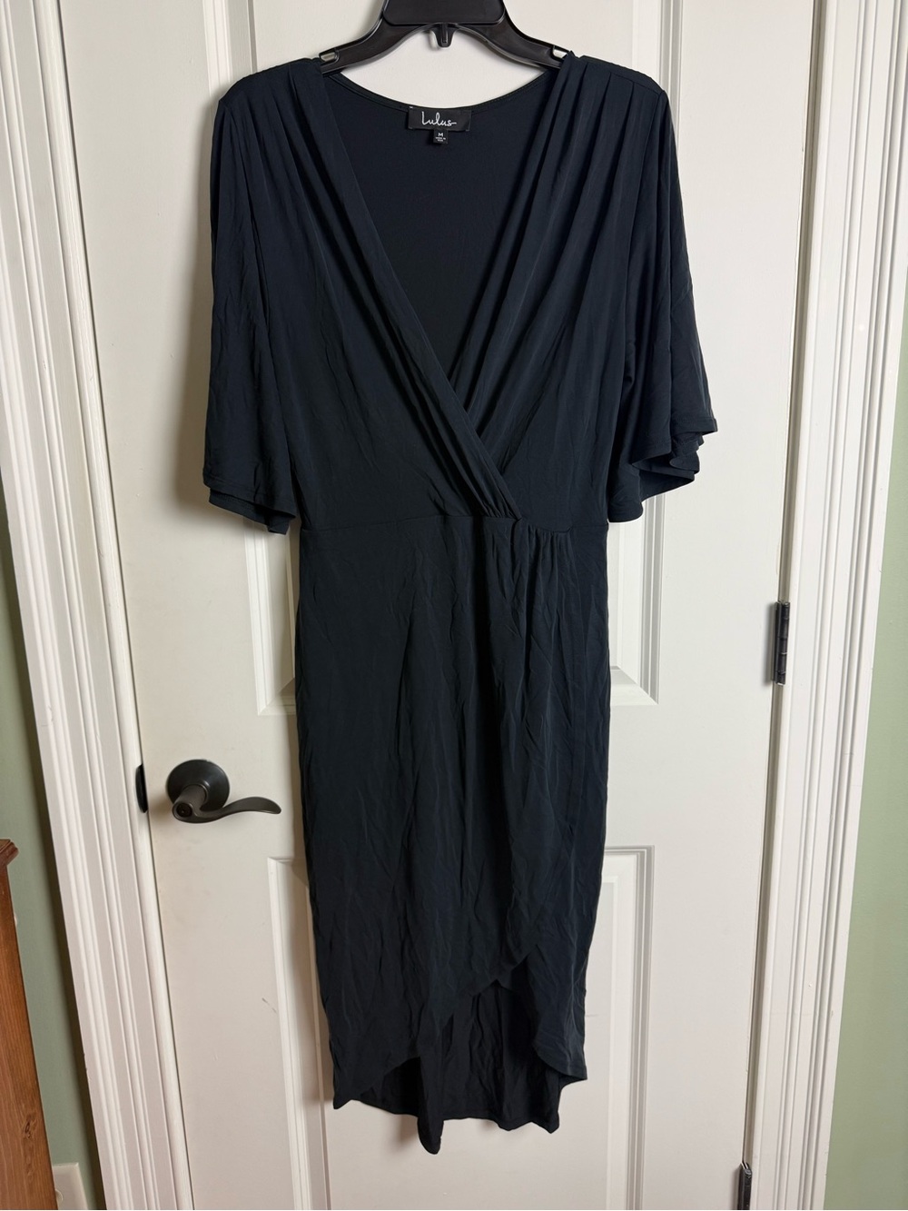 Lulu's Black Wrap High-Low Midi Dress